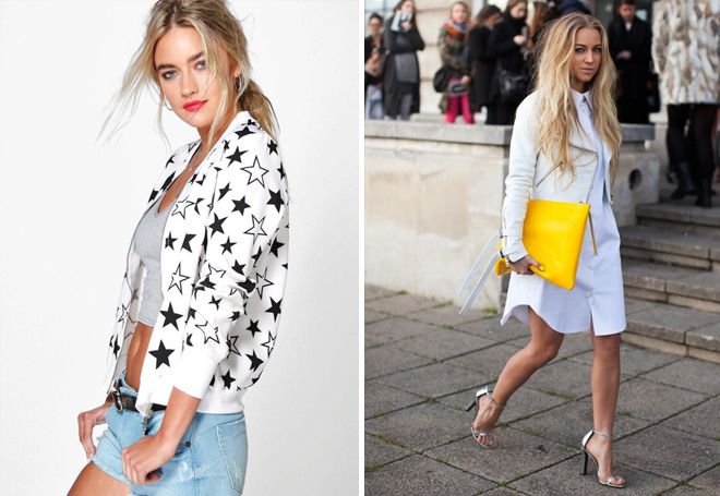 образы с белой короткой курткой