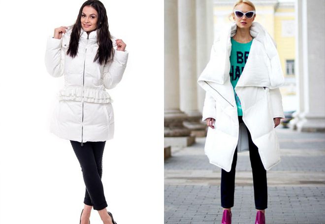 с чем носить белую удлиненную куртку