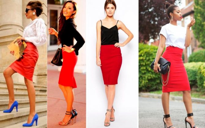 С чем носить и правильно сочетать красную юбку карандаш - создаем шикарные образы