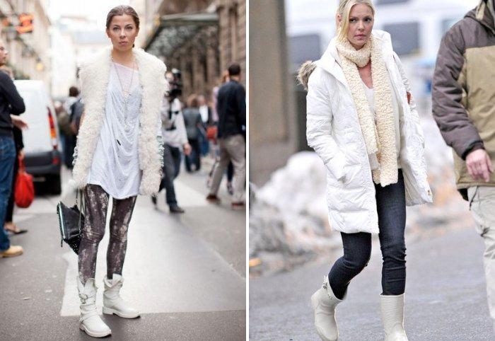 Белые сапоги с белым шарфом