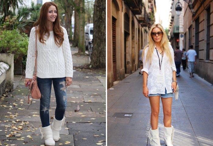 Белые сапоги с джинсами