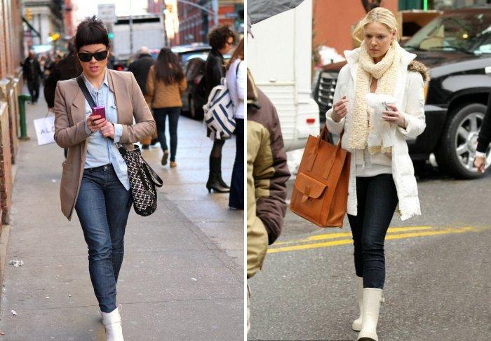 Невысокие белые сапоги