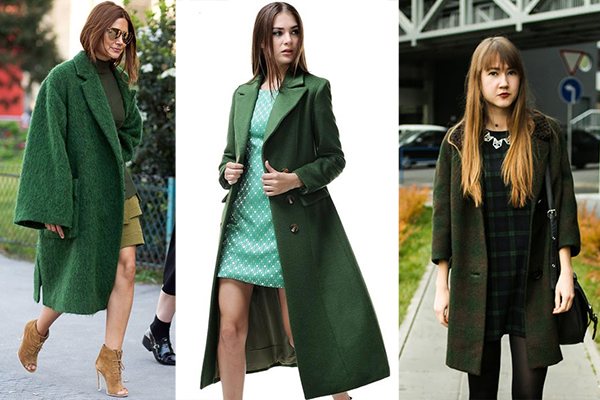 Образы с пальто в зеленых тонах