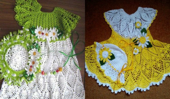 Платье с ромашками крючком