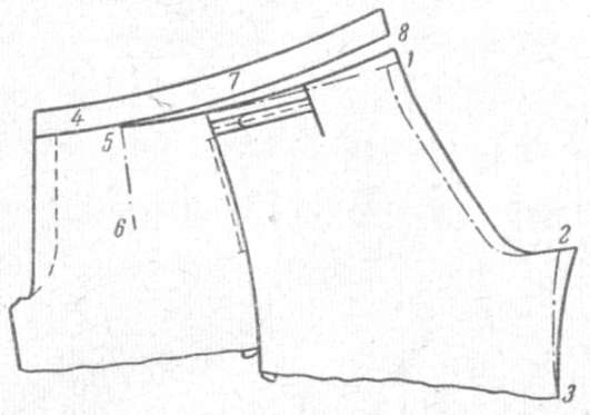 Рис. 44. Верхняя левая часть брюк