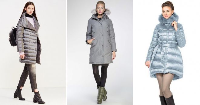 С чем носить серый пуховик до колена