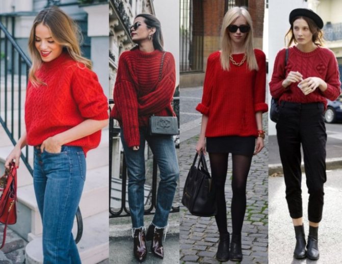 Современный красный свитер фото