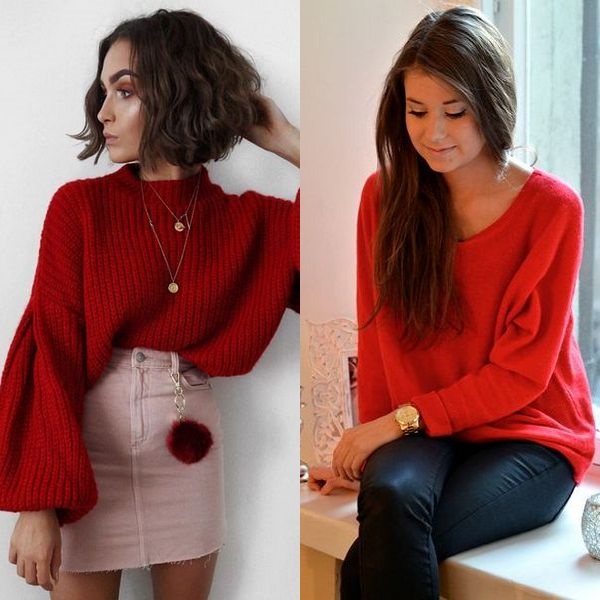 Стильный красный свитеров фото