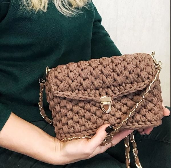 вязаные сумки крючком из трикотажной пряжи