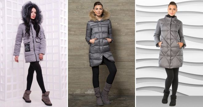 Женский серый пуховик